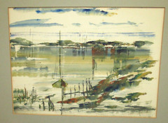 ALFRED BIRDSEY VINTAGE ORIGINAL WATERCOLOR BERMUDA SEASCAPE MATTED PAINTING 1960