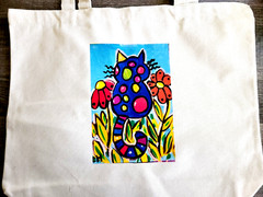Brand NEW CANVAS SPOTS IN THE FLOWER FIELD IRONON TOTE BAG 16x13x4 “ 2000-now