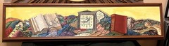 Original Artist Signed Oil Painting Still Life Books Old Clock & American Quilt