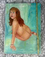 Handmade oil painting girl Ukrainian vintage 1960s Length 27inch Width19