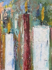 Fotheringham Mid Century Modernism Impressionism Abstract Candle Figure Painting