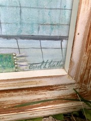 Cottage Bathroom Art – Set of 2 Signed Mixed Media Paintings by Carol L. Walker