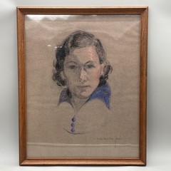 Ruth Newton Swain Original Pastel Portrait Painting Signed CA Modernist 1930s