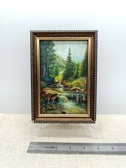 Summer nature Oil painting Original art Waterfall 6 x 4 inches