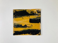 Abstract Painting Original 6×6 Expressive Black & Yellow Cardboard Art Miz Katie