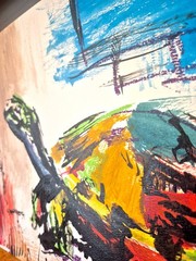 Original Abstract 11×14 Animal Acrylic Painting Signed Vibrant Home Decor P229