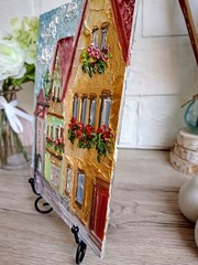 City Houses Oil Painting 15×20 cm City Landscape Original Painting on Painting Board