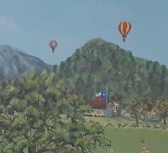 Paula Hambrick Acrylic on Canvas Painting „Valley School“ 12″ x 16″ 19.5″ x 15.5