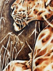 Original Painting of A Wild Large Cat Signed Bernie Dorfman 1988 29×23 Framed