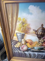 Johan K Reinprecht Hungary 20th Century Oil on Canvas Fruit Still Life framed