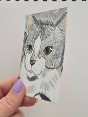 ACEO Original | Black and White Kitten Cat Semi Realistic | TheCottageFoxStudios