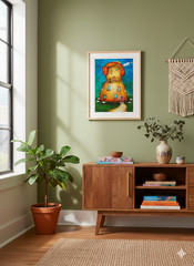 Original Surrealist Painting „Vaste Wishes“ A5 – Whimsical Pop Art House Woman