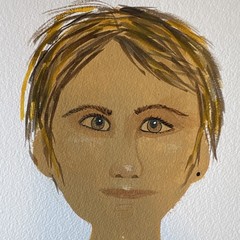 Original OOAK Portrait Woman Girl Painting on Paper Signed 2013 9×12 Unframed