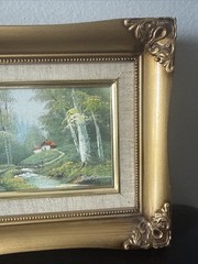 Vintage Oil Painting In Ornate Gold Frame Nature Size 11×9 Signed