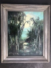 Colette Pope Heldner 1902-1990 New Orleans Artist Louisiana Swamp Oil Painting