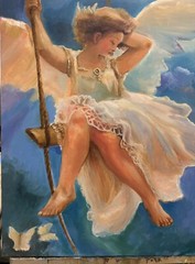 Angel , ORIGINAL Painting Oil, 24×30 inch, Christian Religious Spiritual Artwork