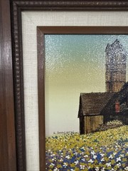 VTG H Hargrove Original Signed Serigraph Oil Painting 16” X 14” Brick Wood Barn
