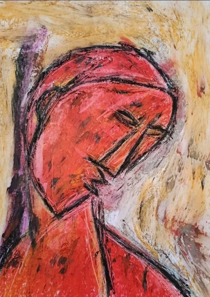 Portrait – Abstract Modern Art – Oil Chalk A4 Paper – Modern Art