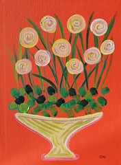 Original 11 x 14 inch acrylic on canvas board: „Ten Roses“, unframed