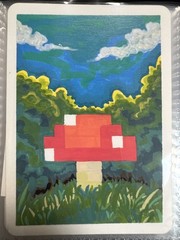 ACEO Original Painting Minecraft Mushroom Forest Pixel Video Game – Hannah Russ