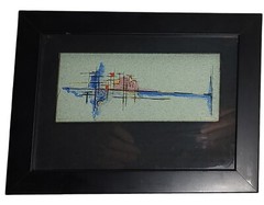 Signed T Matthews Framed Watercolor Original on Charcoal Paper France SEE