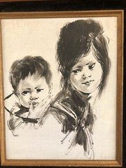 Beautiful Chinese Original Art Painting By P.Wong 11”x13” Framed W/ Iron Stand