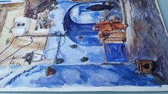 Сityscape Watercolor Original Painting European Architecture Old Town Artwork