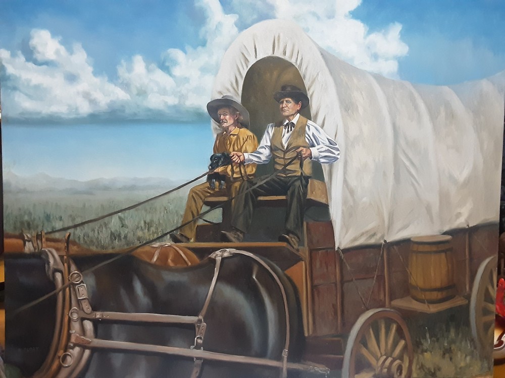 FABULOUS ORIGINAL 19 X 24 BRENT FLORY WESTERN OIL/ACRYLIC ON BOARD,LISTED