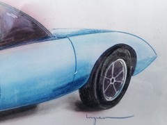 Vtg MCM AMC AMX Design Prototype Car Illustration Watercolor 14.5×20″ painting