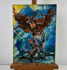 Oil painting It was as if an angel Had Descended V. Aksenov Original nAAA5016