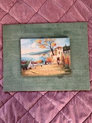 Original Oil Painting of Italian School / Mediterranean Scene Circa 1950s Signed