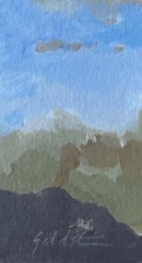 Original Cloud and Fields Landscape Painting on Watercolor Paper Signed Fine Art
