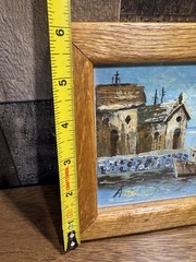 Vintage Nautical Harbor Oil Painting Signed Davis MCM Impasto Fishing Boat Art