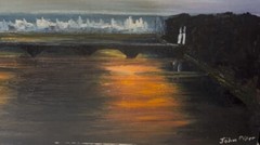 John Piper, Epsom, England, 1903-1992, “River Seine, Paris,” 15×21”