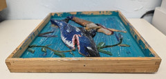 Folk Art original Dennis, MA Cape Cod Shark & Mermaid wood wall hanging