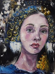 Original oil painting 9″x11″ Beautiful Woman Portrait Contemporary art