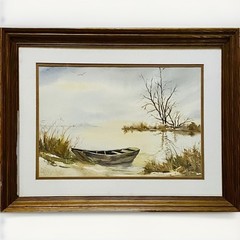 Charlotte W Alexander Coastal Landscape Painting “The John Boat”Watercolor 27”