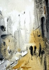 Manhattan 5×7 Watercolor Original Painting Urban Landscape Fine Art Wall Decor