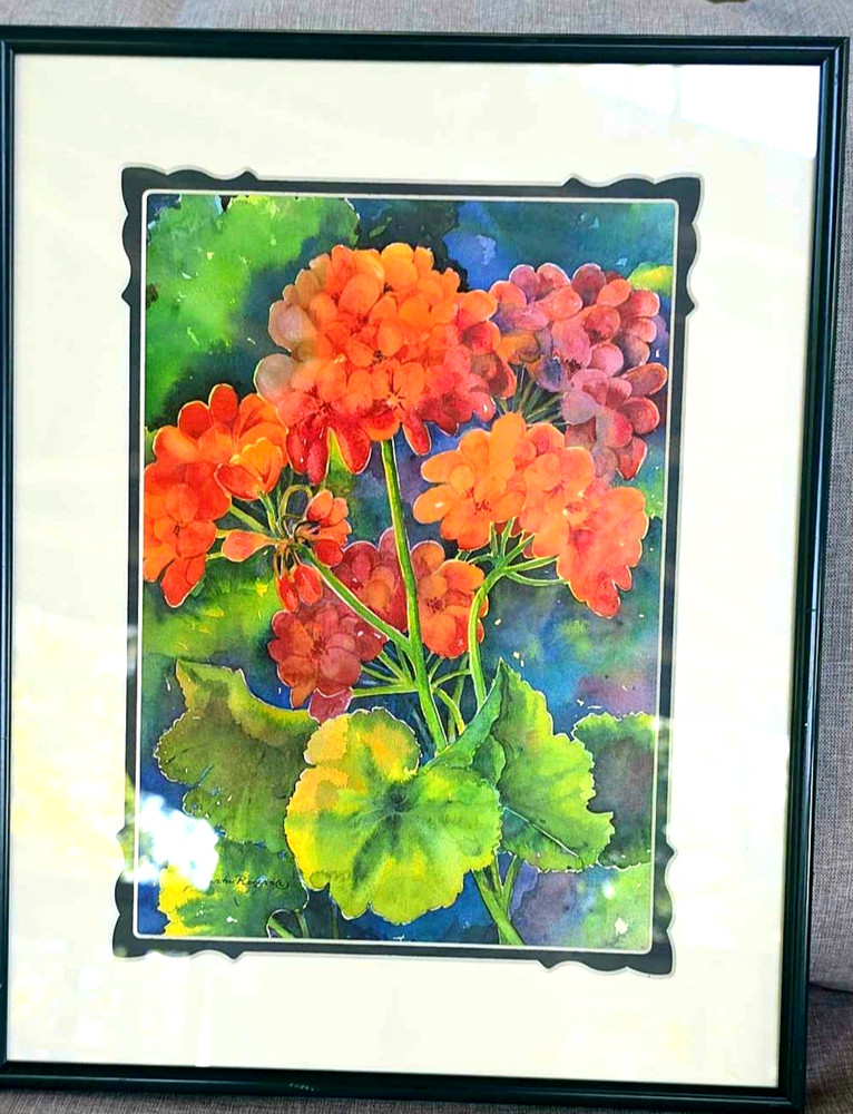 Original Signed/ Professionally Framed Watercolor Floral Roberta Rogers 11×14″
