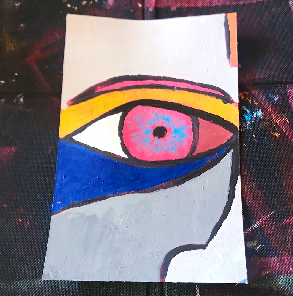 Abstract Eye & Face Portrait Painting Unframed Single Piece Wall Art