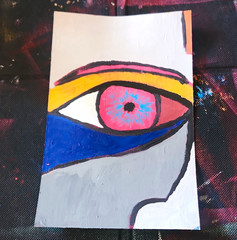 Abstract Eye & Face Portrait Painting Unframed Single Piece Wall Art