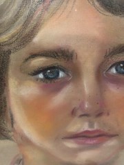 Vintage Original Portrait Of Young Woman in Pastel Crayon Signed, Dated 1981