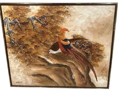 Stunning Oversized Original Signed Painting Artist Lee Reynolds Birds Landscape
