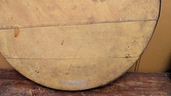 Antique Primitive Folk Art Painting on Board Round Tray Pa. Dutch Bavarian Style