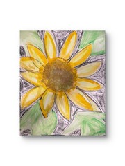 Sunflower on Smudges 11X 14″ Neo Impressionist Acrylic Painting Loose Paper