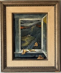 FLORIAN DURZYNSKI VINTAGE MODERN ABSTRACT LANDSCAPE OIL PAINTING SURREALISM 1967