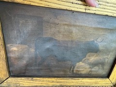 Stunning Antique 1800s Dark Sepia Realism Painting~Cows In Pasture~13.5×8.75