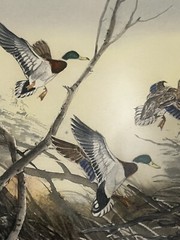 Vintage 1985 Signed Watercolor Ducks In Nielsen Frame