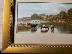 Frederick William Hayes (1848 – 1918) „Cattle By River“ Mixed Media Painting
