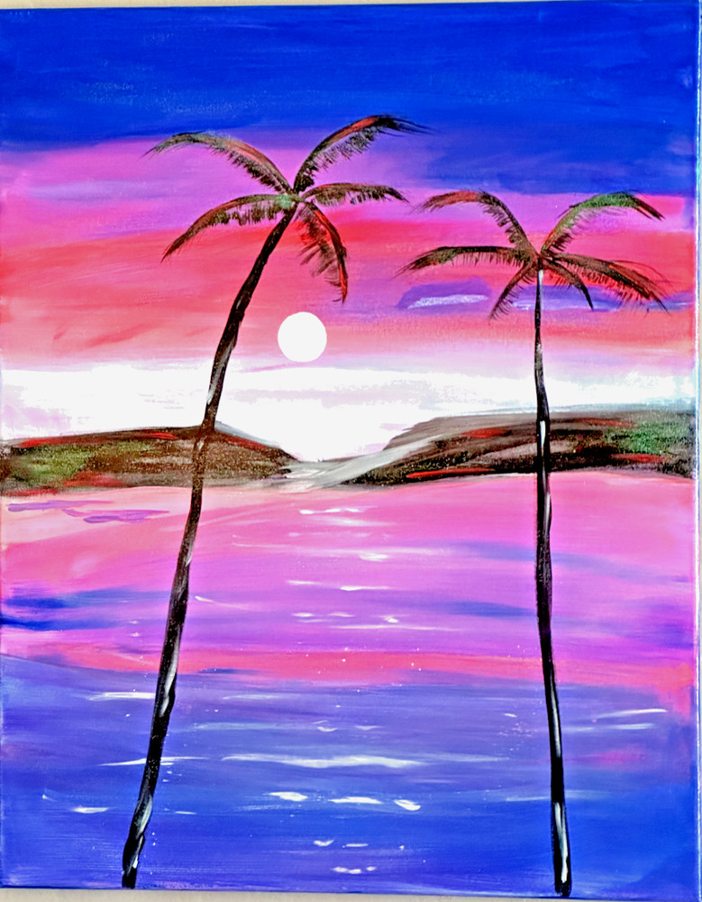 Caribbean acrylic painting on canvas by original art handmade, New, size; 30×24